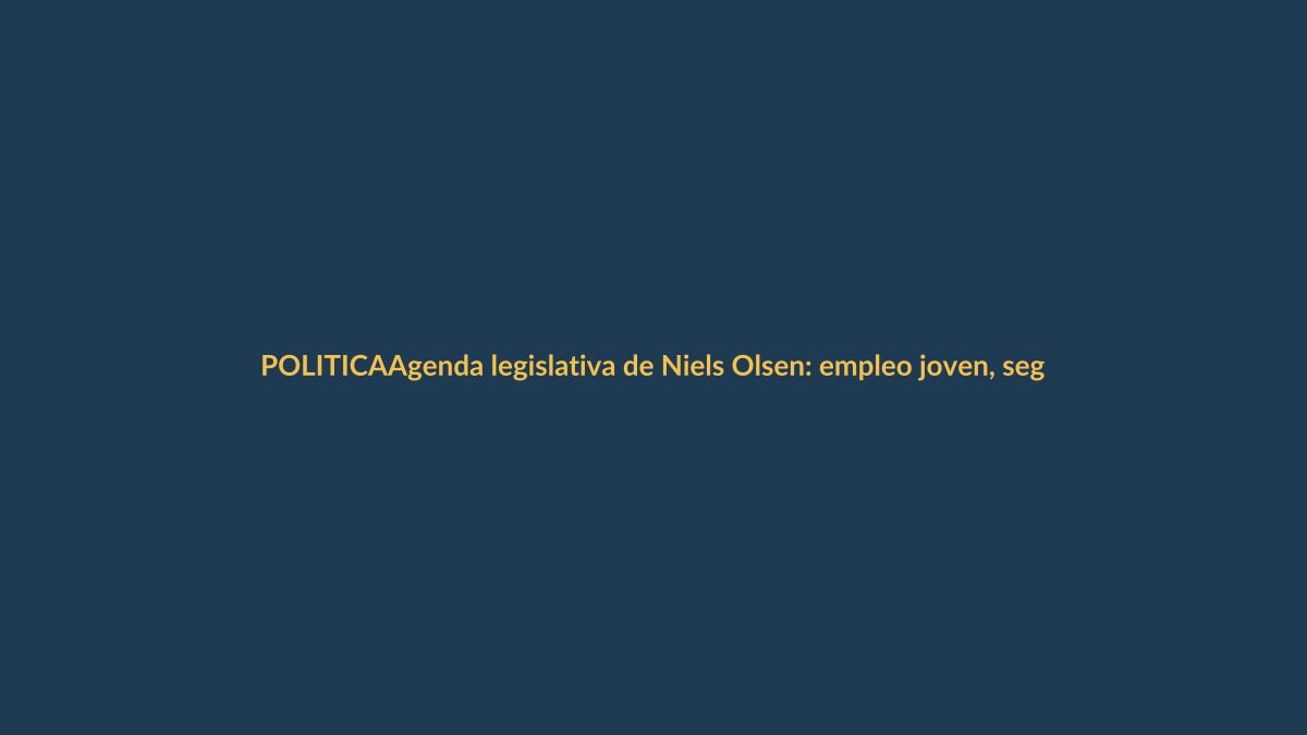 Agenda legislativa de Niels Olsen: empleo joven, seguridad y economía naranja