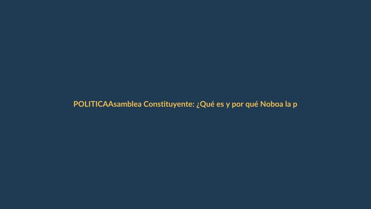 Asamblea Constituyente: ¿Qué es y por qué Noboa la propone?