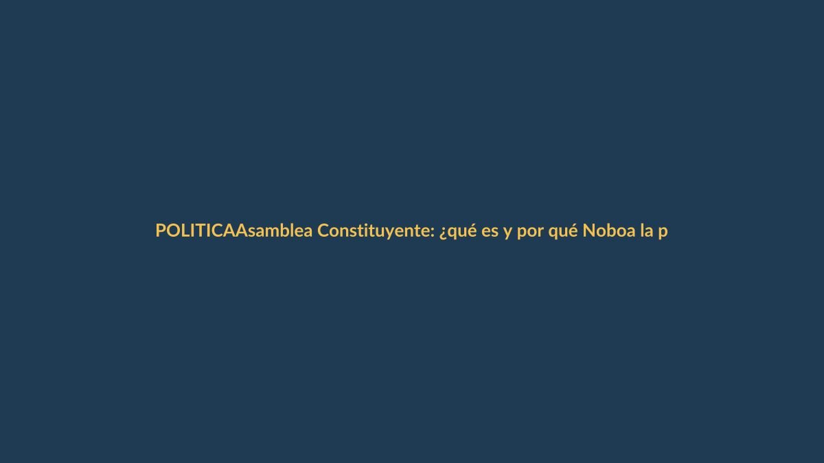 Asamblea Constituyente: ¿qué es y por qué Noboa la propone?