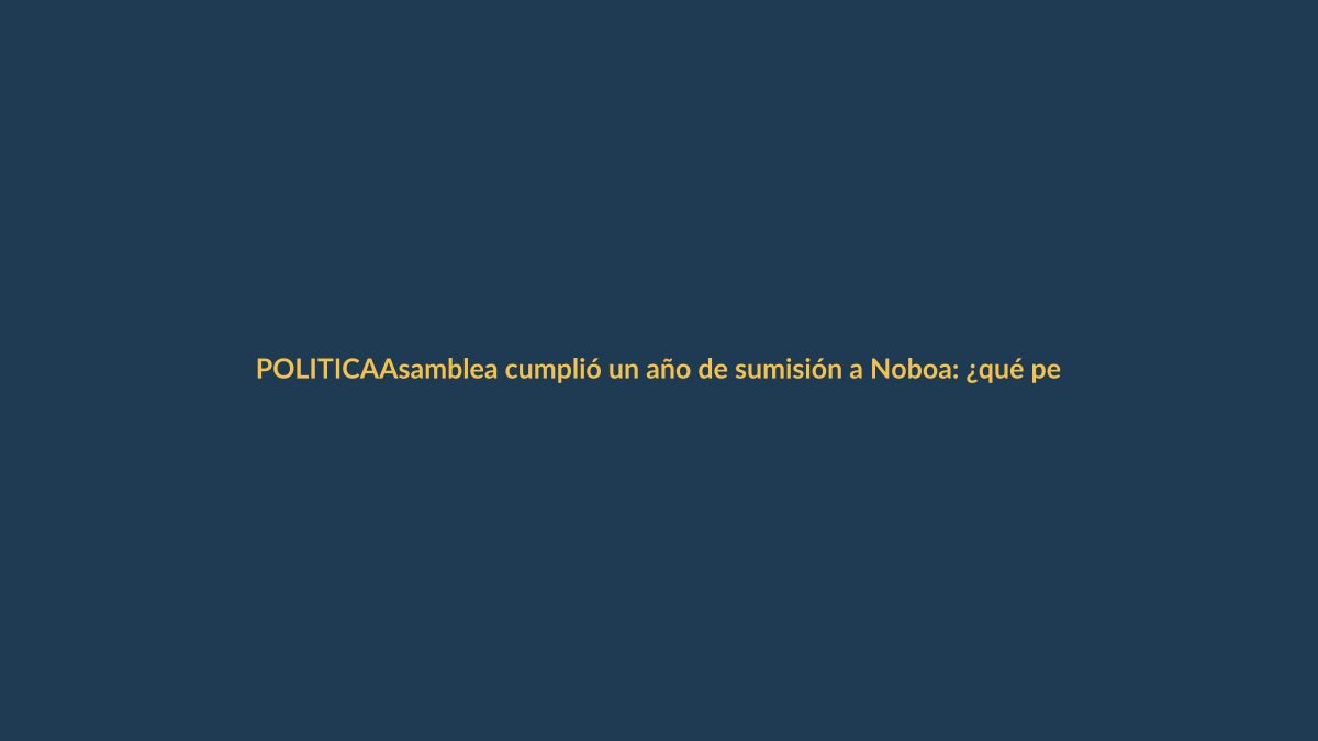 Asamblea cumplió un año de sumisión a Noboa: ¿qué perdió Ecuador?