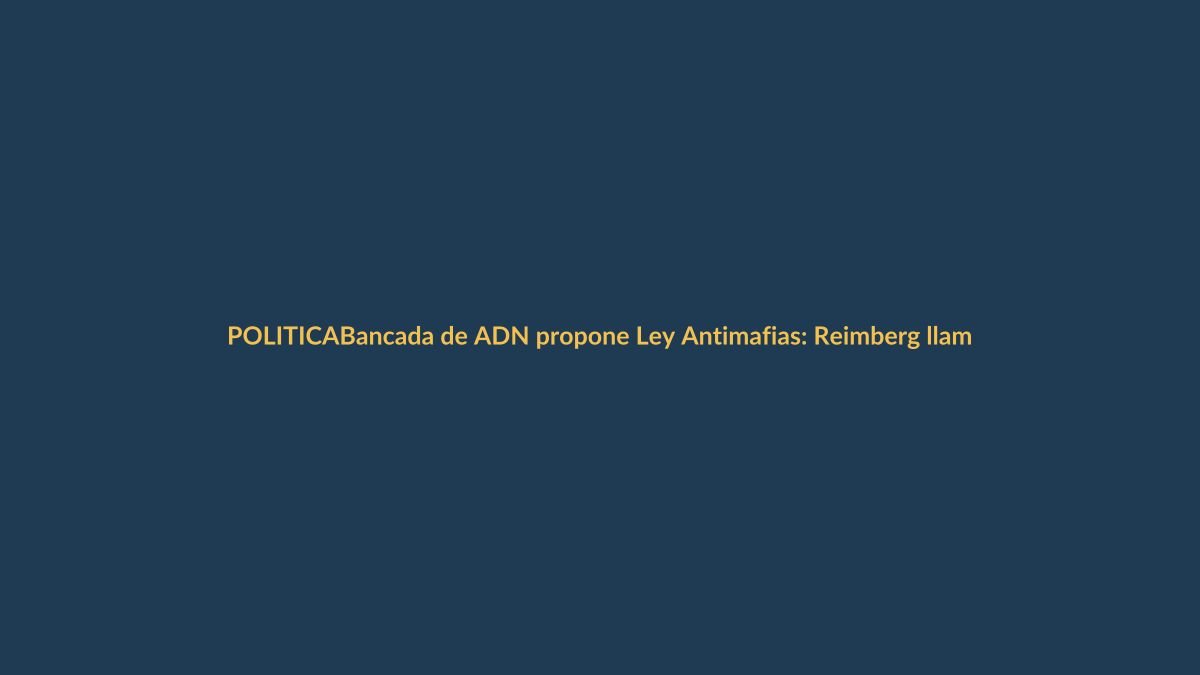 Bancada de ADN propone Ley Antimafias: Reimberg llama a estar alerta