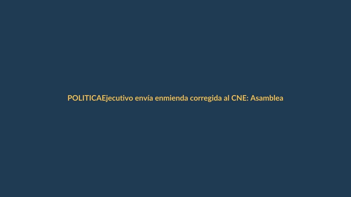 Ejecutivo envía enmienda corregida al CNE: Asamblea designará autoridades