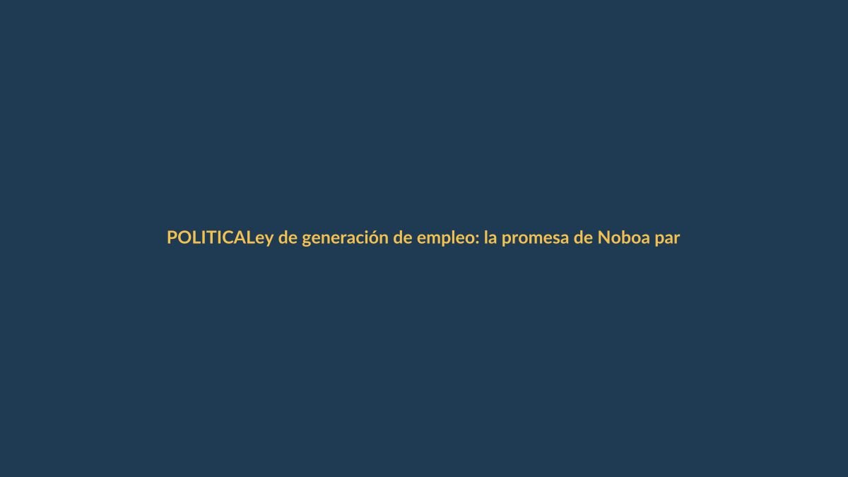 Ley de generación de empleo: la promesa de Noboa para reactivar la economía