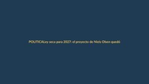 Ley seca para 2027: el proyecto de Niels Olsen quedó en el olvido