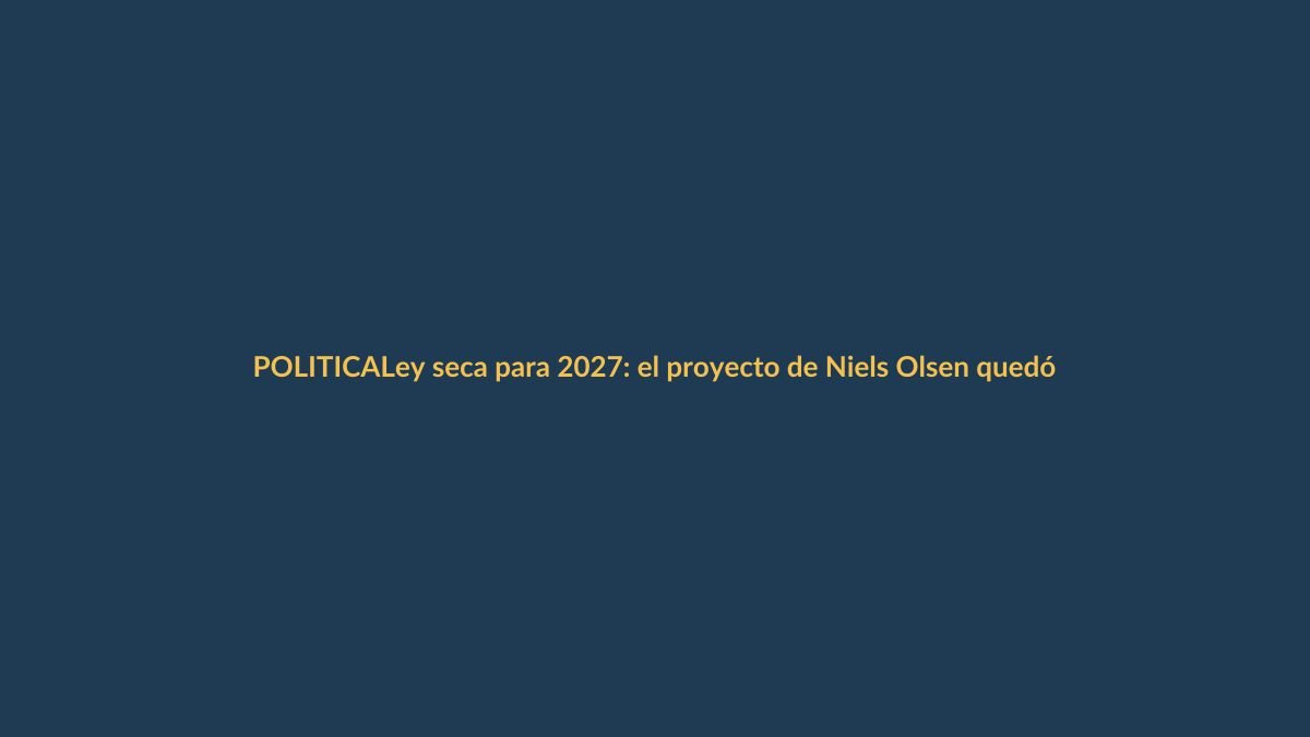 Ley seca para 2027: el proyecto de Niels Olsen quedó en el olvido