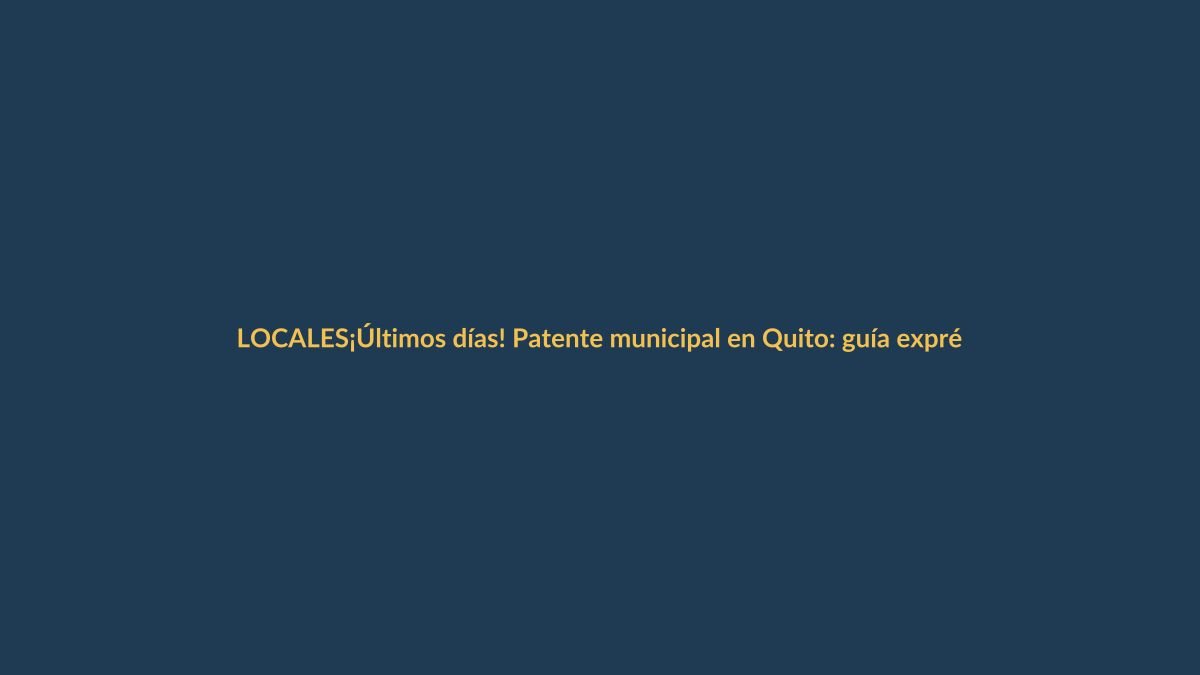 ¡Últimos días! Patente municipal en Quito: guía exprés para noquear la multa