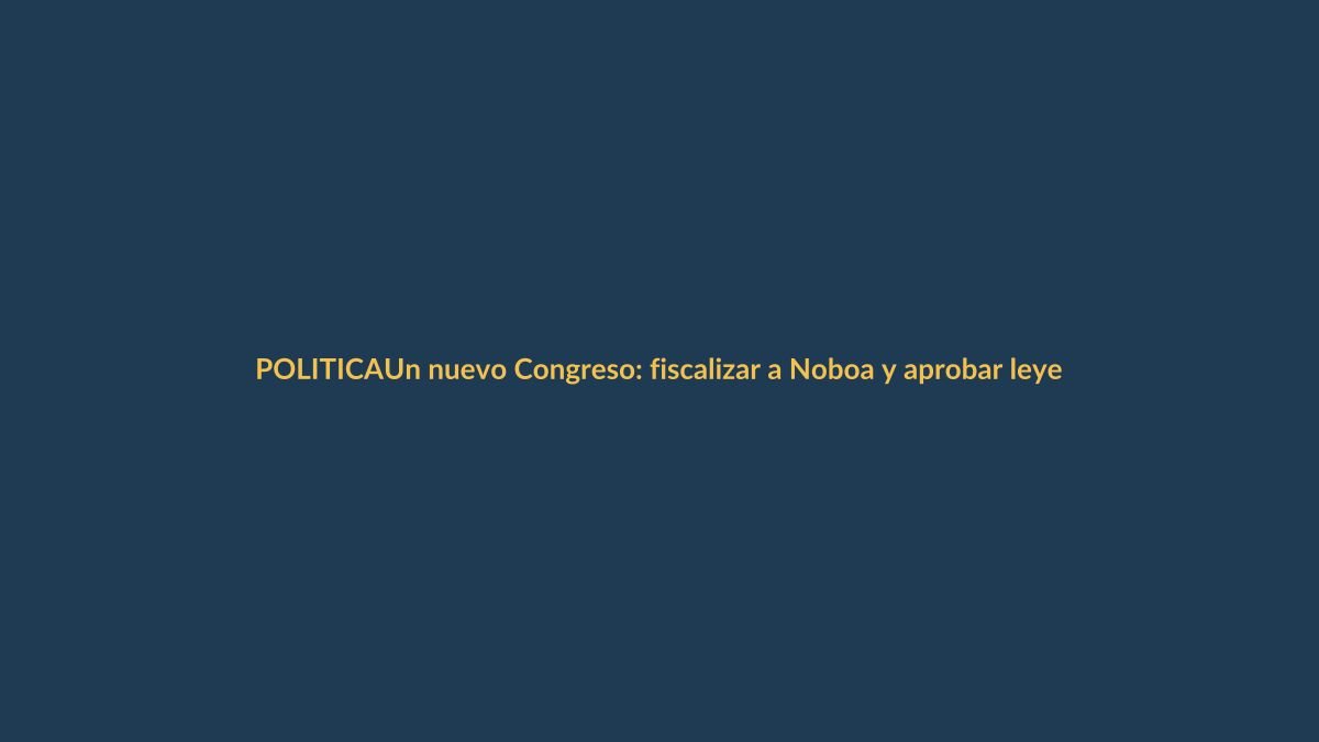 Un nuevo Congreso: fiscalizar a Noboa y aprobar leyes, la doble misión de la Asamblea 2026