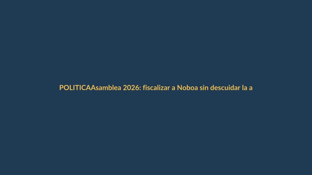 Asamblea 2026: fiscalizar a Noboa sin descuidar la agenda legislativa