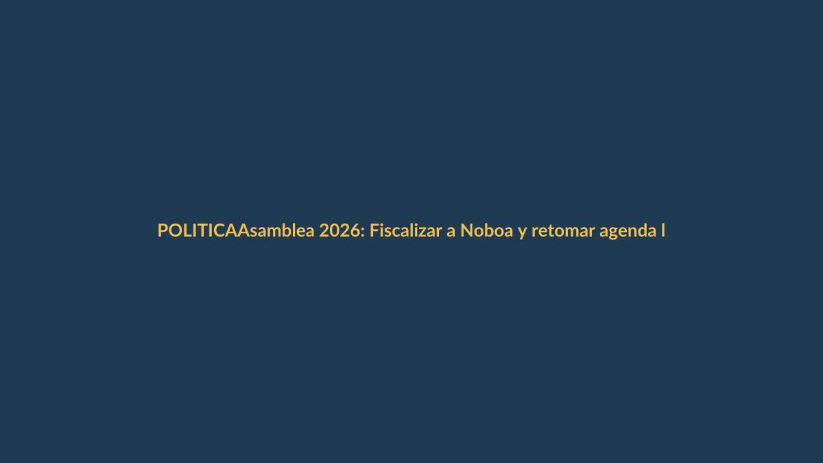Asamblea 2026: Fiscalizar a Noboa y retomar agenda legislativa